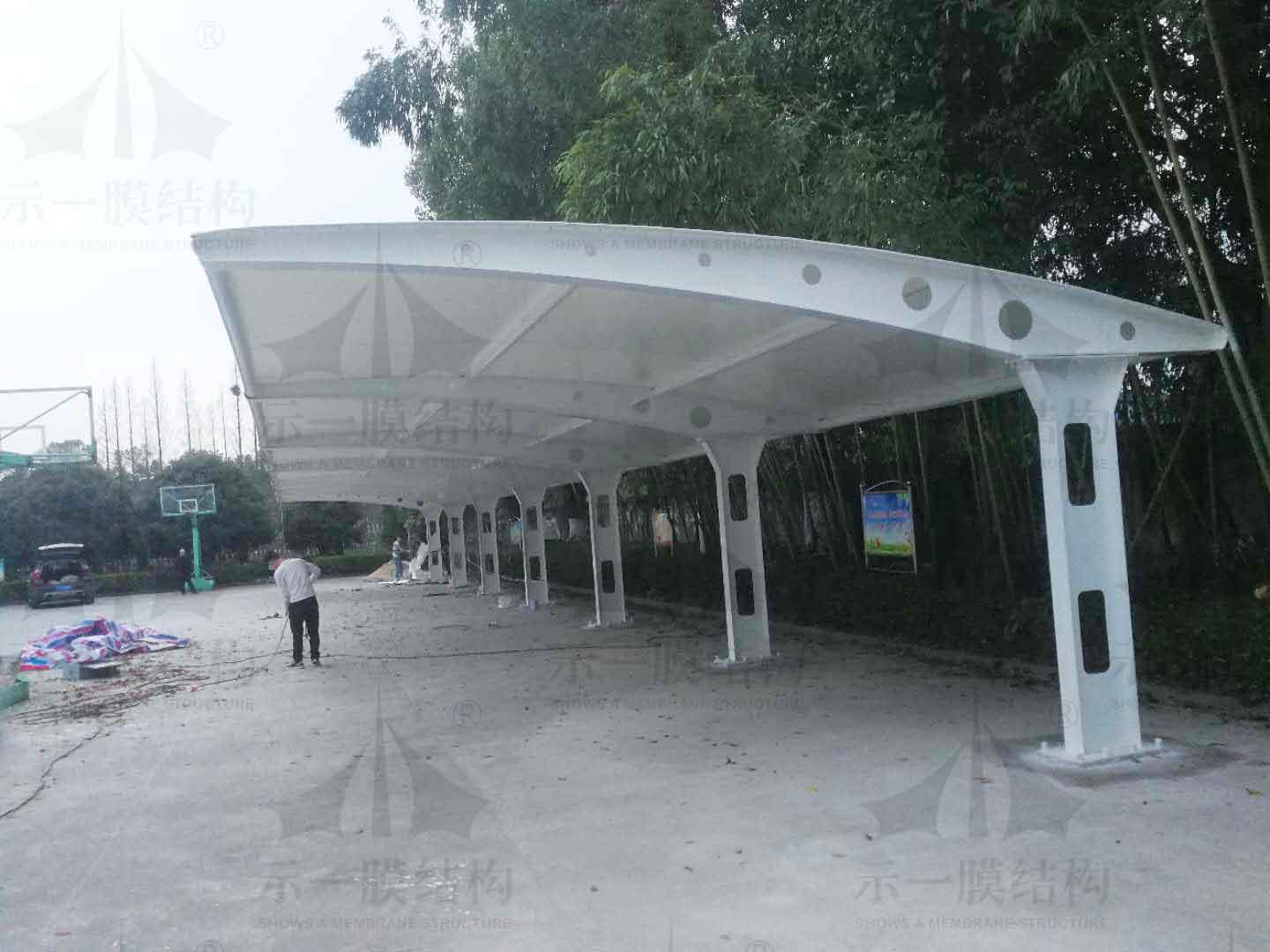 上海示一膜结构桐乡市崇福镇五丰村村民委员会膜结构车棚
