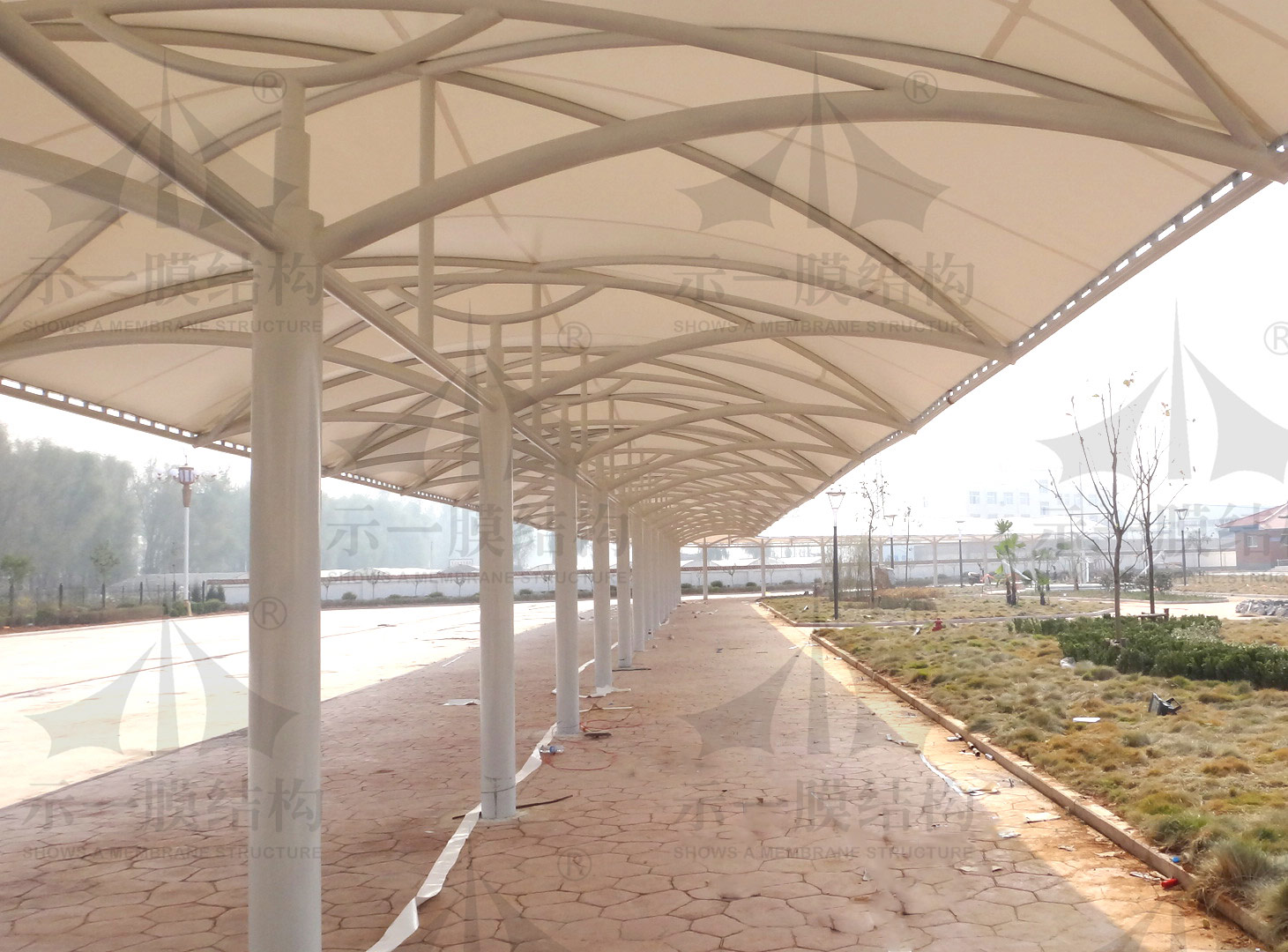 上海示一膜结构河南洛阳圣康食品膜结构雨棚
