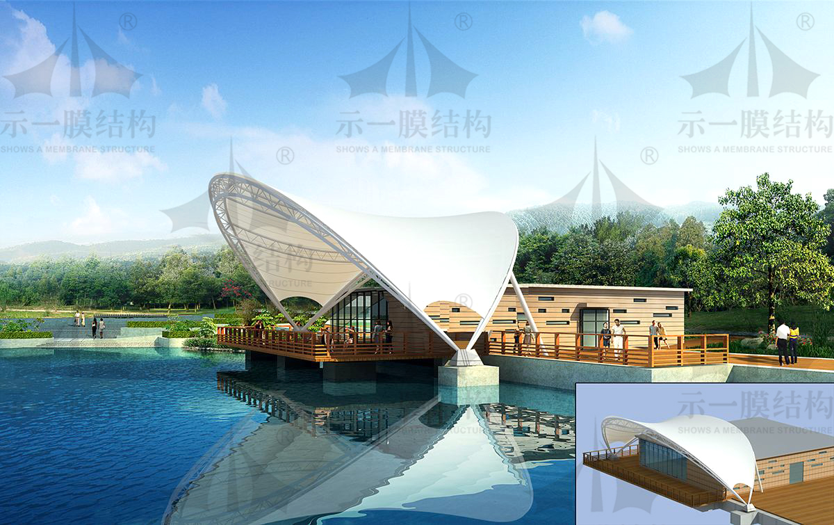 上海示一膜结构帽顶张拉膜结构遮阳棚