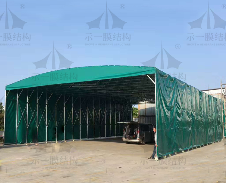 上海示一膜结构厂区临时移动推拉棚仓库