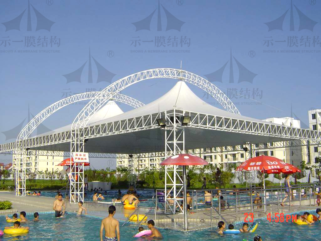 上海示一膜结构游泳池膜结构帽顶遮阳棚