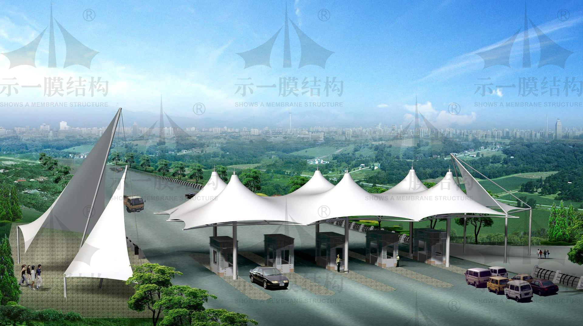 上海示一膜结构收费站出入口膜结构方案