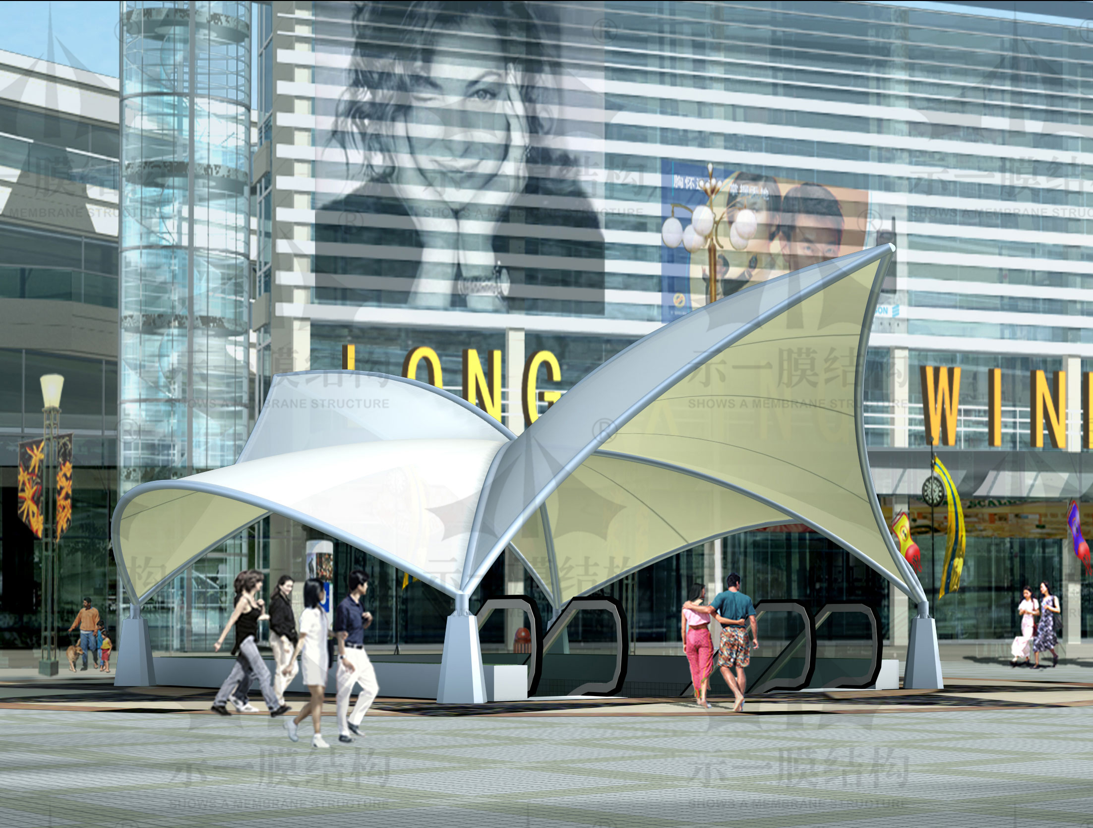 上海示一膜结构出入口膜结构遮阳雨棚