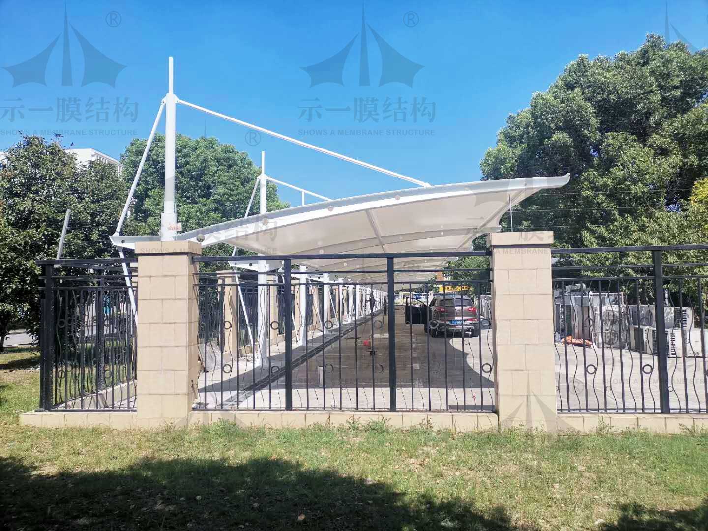 上海示一膜结构上海嘉定教育局膜结构车棚