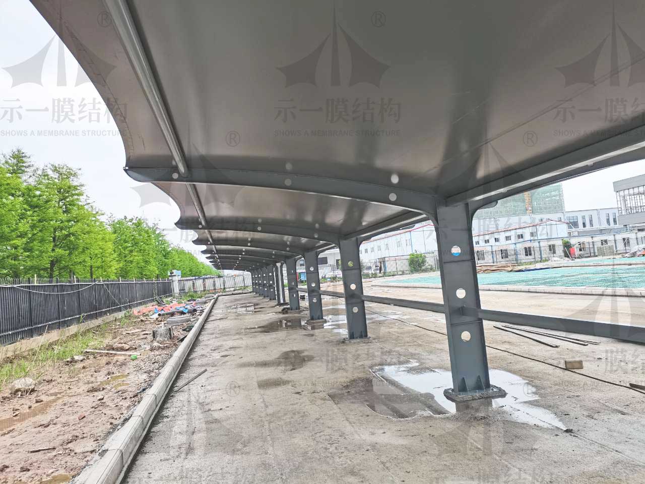 上海示一膜结构武汉嘉民物流园膜结构停车棚